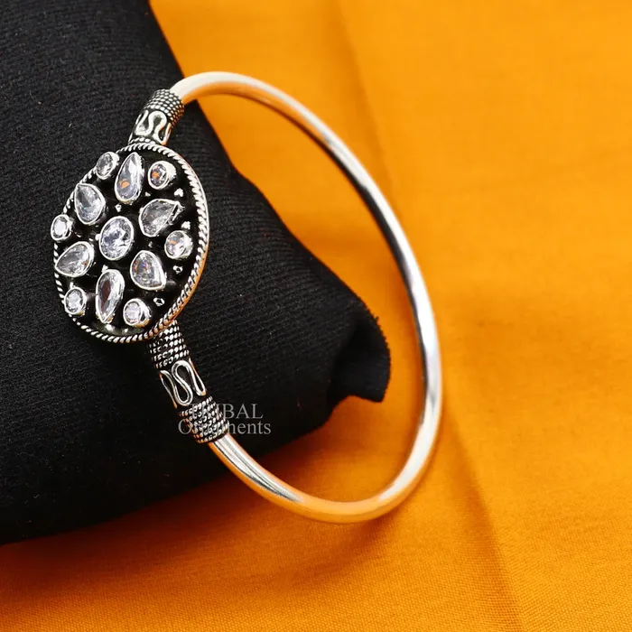 TRIBAL ORNAMENTS Bracelets 925 sterling silver fabulous cut stone handmade bangle bracelet cuff kada girls gift customized personalized jewelry hnssk720
