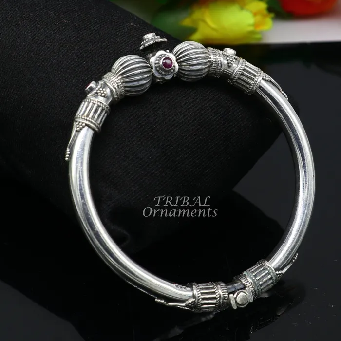 TRIBAL ORNAMENTS Bracelets 925 sterling silver handmade bangle bracelet kada unique screw locking system best gifting ethnic tribal india jewelry nsk520 TRIBAL ORNAMENTS Bracelets 925 sterling silver handmade bangle bracelet kada unique screw locking system best gifting ethnic tribal india jewelry nsk520