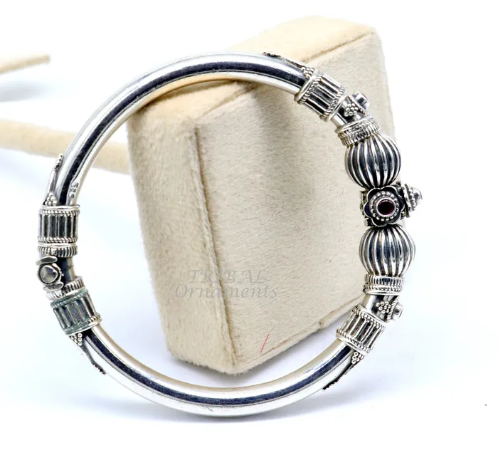 TRIBAL ORNAMENTS Bracelets 925 sterling silver handmade bangle bracelet kada unique screw locking system best gifting ethnic tribal india jewelry nsk520