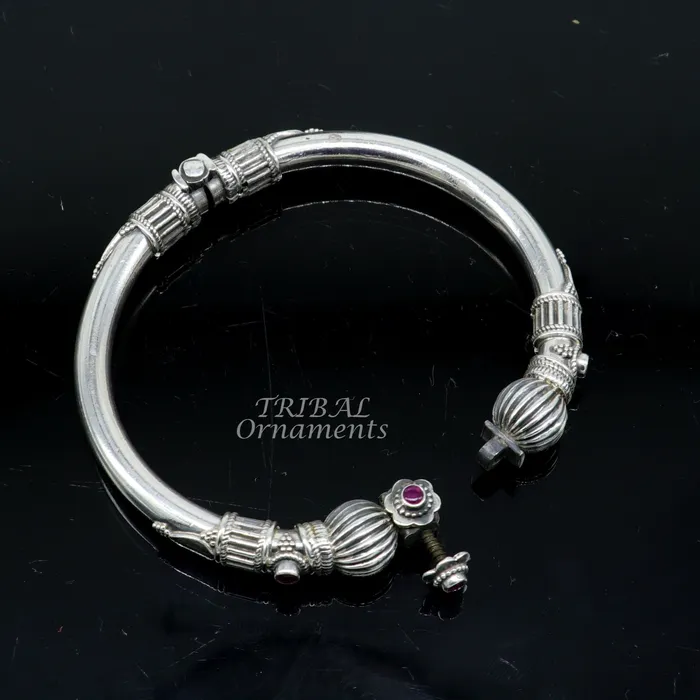 TRIBAL ORNAMENTS Bracelets 925 sterling silver handmade bangle bracelet kada unique screw locking system best gifting ethnic tribal india jewelry nsk520