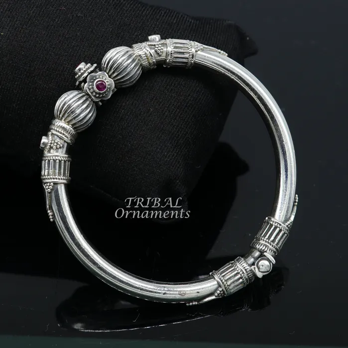 TRIBAL ORNAMENTS Bracelets 925 sterling silver handmade bangle bracelet kada unique screw locking system best gifting ethnic tribal india jewelry nsk520