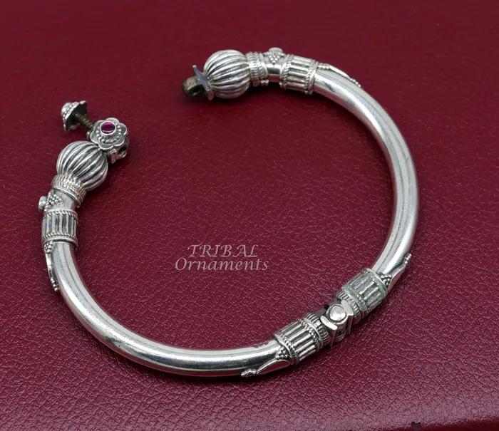 TRIBAL ORNAMENTS Bracelets 925 sterling silver handmade bangle bracelet kada unique screw locking system best gifting ethnic tribal india jewelry nsk520