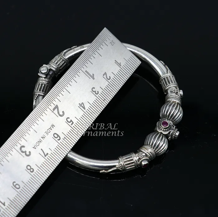 TRIBAL ORNAMENTS Bracelets 925 sterling silver handmade bangle bracelet kada unique screw locking system best gifting ethnic tribal india jewelry nsk520