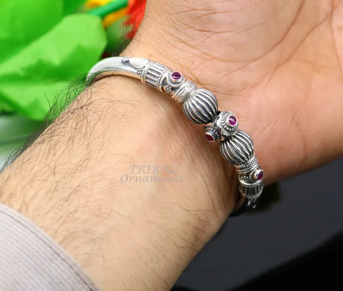 TRIBAL ORNAMENTS Bracelets 925 sterling silver handmade bangle bracelet kada unique screw locking system best gifting ethnic tribal india jewelry nsk520