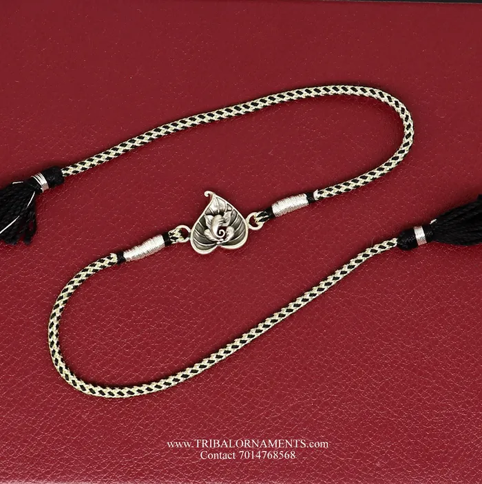 TRIBAL ORNAMENTS Bracelets 925 sterling silver handmade Ganesha design Rakhi Bracelet amazing stylish gift for Rakshabandhan rk75