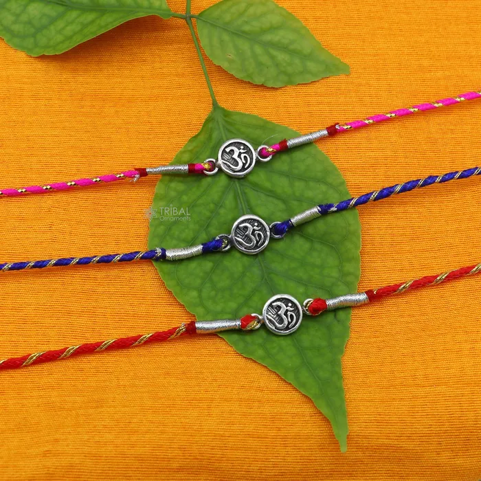 TRIBAL ORNAMENTS Bracelets 925 sterling silver handmade Rakhi Bracelet Exclusive Vintage divine OM Aum design size free rakhi Bracelet for Rakshabandhan rk288 TRIBAL ORNAMENTS Bracelets 925 sterling silver handmade Rakhi Bracelet Exclusive Vintage divine OM Aum design size free rakhi Bracelet for Rakshabandhan rk288