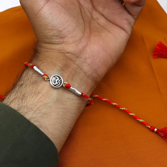 TRIBAL ORNAMENTS Bracelets 925 sterling silver handmade Rakhi Bracelet Exclusive Vintage divine OM Aum design size free rakhi Bracelet for Rakshabandhan rk288 TRIBAL ORNAMENTS Bracelets 925 sterling silver handmade Rakhi Bracelet Exclusive Vintage divine OM Aum design size free rakhi Bracelet for Rakshabandhan rk288