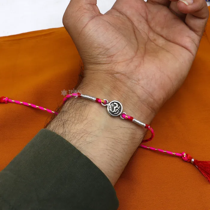 TRIBAL ORNAMENTS Bracelets 925 sterling silver handmade Rakhi Bracelet Exclusive Vintage divine OM Aum design size free rakhi Bracelet for Rakshabandhan rk288 TRIBAL ORNAMENTS Bracelets 925 sterling silver handmade Rakhi Bracelet Exclusive Vintage divine OM Aum design size free rakhi Bracelet for Rakshabandhan rk288