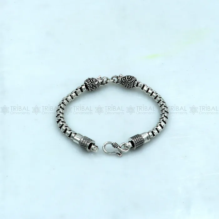 TRIBAL ORNAMENTS Bracelets 925 Sterling silver handmade solid mens lion face design chain bracelet flexible bracelet unisex jewelry from india sbr759 TRIBAL ORNAMENTS Bracelets 925 Sterling silver handmade solid mens lion face design chain bracelet flexible bracelet unisex jewelry from india sbr759