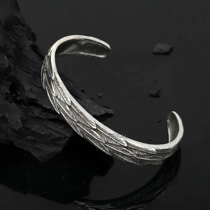 TRIBAL ORNAMENTS Bracelets 925 sterling silver handmade unique wing feather design adjustable cuff bracelet cuff kada unsex gifting jewelry solid silver kada cuff149 TRIBAL ORNAMENTS Bracelets 925 sterling silver handmade unique wing feather design adjustable cuff bracelet cuff kada unsex gifting jewelry solid silver kada cuff149