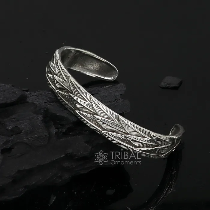 TRIBAL ORNAMENTS Bracelets 925 sterling silver handmade unique wing feather design adjustable cuff bracelet cuff kada unsex gifting jewelry solid silver kada cuff149 TRIBAL ORNAMENTS Bracelets 925 sterling silver handmade unique wing feather design adjustable cuff bracelet cuff kada unsex gifting jewelry solid silver kada cuff149