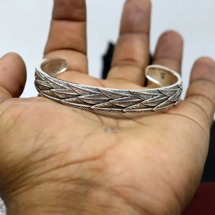 TRIBAL ORNAMENTS Bracelets 925 sterling silver handmade unique wing feather design adjustable cuff bracelet cuff kada unsex gifting jewelry solid silver kada cuff149 TRIBAL ORNAMENTS Bracelets 925 sterling silver handmade unique wing feather design adjustable cuff bracelet cuff kada unsex gifting jewelry solid silver kada cuff149