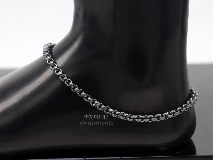 TRIBAL ORNAMENTS Bracelets Handmade 925 sterling silver rolo chain oxidized single anklet bracelet silver anklets foot bracelet amazing belly dance jewelry ank512 TRIBAL ORNAMENTS Bracelets Handmade 925 sterling silver rolo chain oxidized single anklet bracelet silver anklets foot bracelet amazing belly dance jewelry ank512