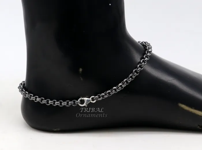 TRIBAL ORNAMENTS Bracelets Handmade 925 sterling silver rolo chain oxidized single anklet bracelet silver anklets foot bracelet amazing belly dance jewelry ank512 TRIBAL ORNAMENTS Bracelets Handmade 925 sterling silver rolo chain oxidized single anklet bracelet silver anklets foot bracelet amazing belly dance jewelry ank512