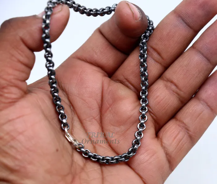 TRIBAL ORNAMENTS Bracelets Handmade 925 sterling silver rolo chain oxidized single anklet bracelet silver anklets foot bracelet amazing belly dance jewelry ank512 TRIBAL ORNAMENTS Bracelets Handmade 925 sterling silver rolo chain oxidized single anklet bracelet silver anklets foot bracelet amazing belly dance jewelry ank512