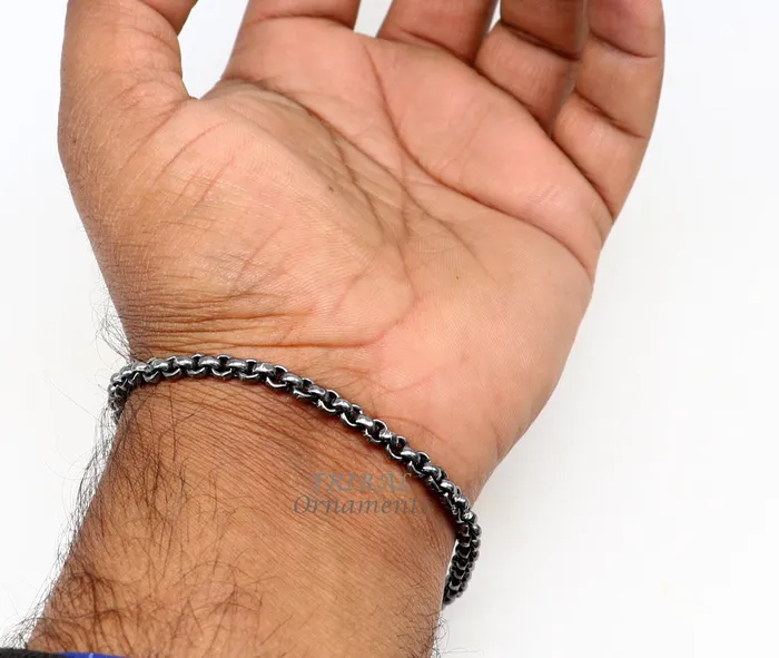 TRIBAL ORNAMENTS Bracelets Handmade 925 sterling silver rolo chain oxidized single anklet bracelet silver anklets foot bracelet amazing belly dance jewelry ank512 TRIBAL ORNAMENTS Bracelets Handmade 925 sterling silver rolo chain oxidized single anklet bracelet silver anklets foot bracelet amazing belly dance jewelry ank512