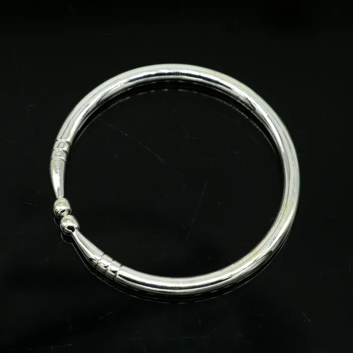 TRIBAL ORNAMENTS Bracelets Pure 925 sterling silver solid plain shiny design new born baby bangle kada baby bracelet kada best gifting adjustable kada nbbk223