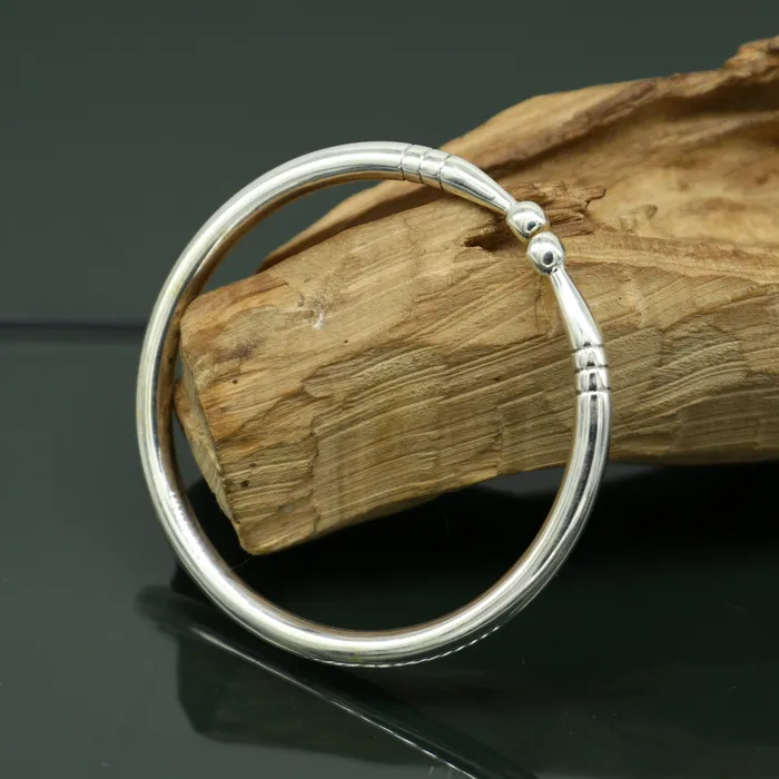 TRIBAL ORNAMENTS Bracelets Pure 925 sterling silver solid plain shiny design new born baby bangle kada baby bracelet kada best gifting adjustable kada nbbk223