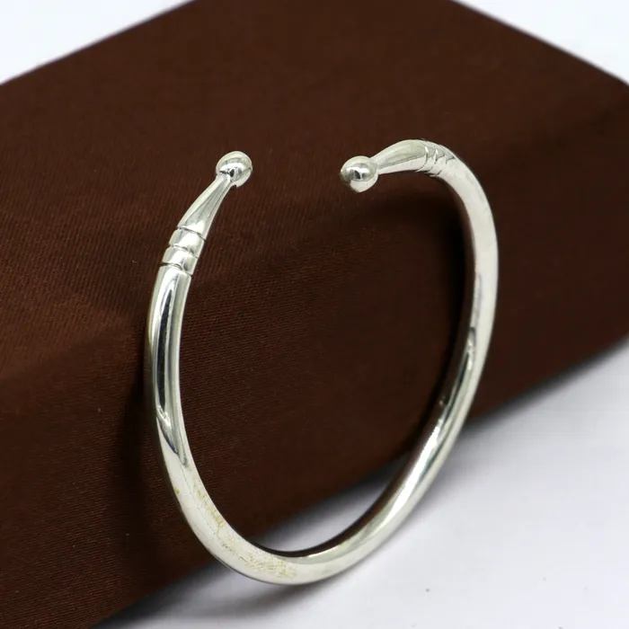 TRIBAL ORNAMENTS Bracelets Pure 925 sterling silver solid plain shiny design new born baby bangle kada baby bracelet kada best gifting adjustable kada nbbk223