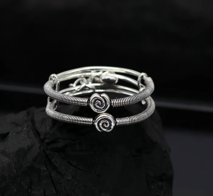 TRIBAL ORNAMENTS Bracelets Solid 925 sterling silver handmade stylish designer fancy baby adjustable bangles bracelet excellent kids charm jewelry bbk76 TRIBAL ORNAMENTS Bracelets Solid 925 sterling silver handmade stylish designer fancy baby adjustable bangles bracelet excellent kids charm jewelry bbk76