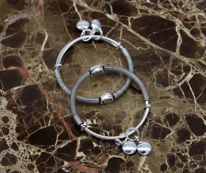 TRIBAL ORNAMENTS Bracelets Solid 925 sterling silver handmade stylish designer fancy baby adjustable bangles bracelet excellent kids charm jewelry bbk76