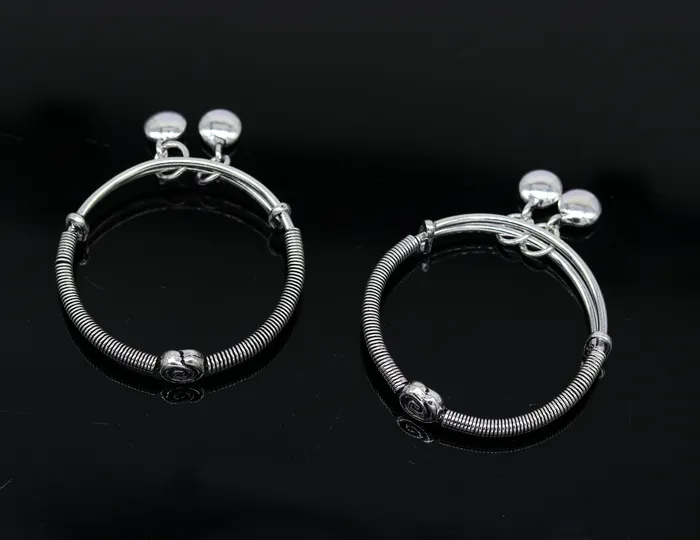 TRIBAL ORNAMENTS Bracelets Solid 925 sterling silver handmade stylish designer fancy baby adjustable bangles bracelet excellent kids charm jewelry bbk76