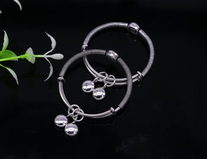 TRIBAL ORNAMENTS Bracelets Solid 925 sterling silver handmade stylish designer fancy baby adjustable bangles bracelet excellent kids charm jewelry bbk76