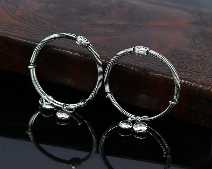 TRIBAL ORNAMENTS Bracelets Solid 925 sterling silver handmade stylish designer fancy baby adjustable bangles bracelet excellent kids charm jewelry bbk76