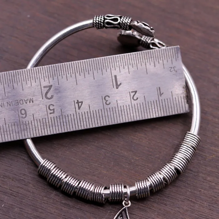 TRIBAL ORNAMENTS Bracelets Vintage antique design 925 sterling silver handmade fabulous flower shape open face flexible charm bracelet kada bangle girls gift nsk153