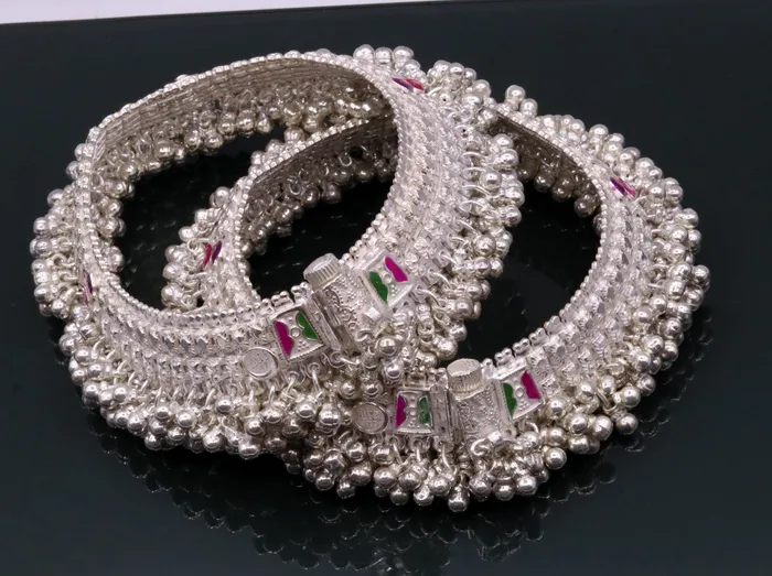 TRIBAL ORNAMENTS Bracelets Vintage design handmade solid silver heavy anklet excellent foot charm bracelet amazing belly dance tribal jewelry from india ank56 TRIBAL ORNAMENTS Bracelets Vintage design handmade solid silver heavy anklet excellent foot charm bracelet amazing belly dance tribal jewelry from india ank56
