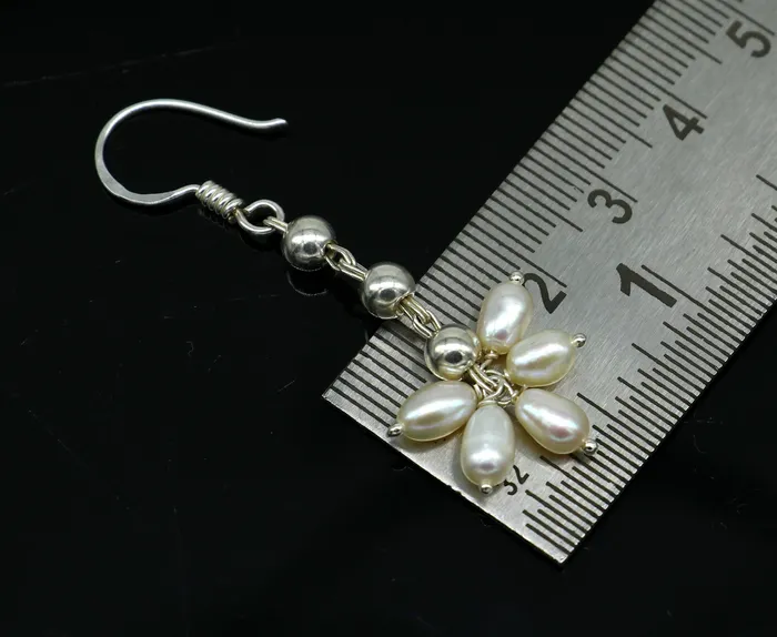 TRIBAL ORNAMENTS Earrings 925 sterling silver custom made hoops earring natural white pearl earring amazing customized bridesmaid pearl drop dangle earring s907