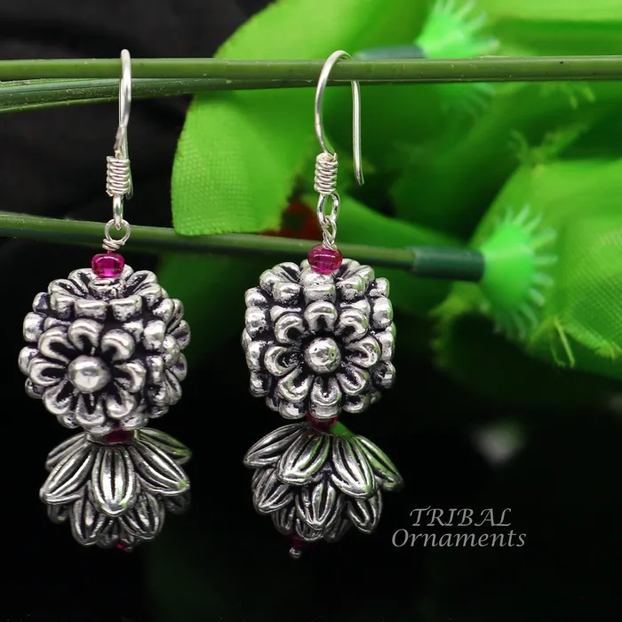 TRIBAL ORNAMENTS Earrings 925 sterling silver hamdmade hook earrings fabulous hanging pretty bells drop dangle earrings tribal ethnic jewelry from India s1085 TRIBAL ORNAMENTS Earrings 925 sterling silver hamdmade hook earrings fabulous hanging pretty bells drop dangle earrings tribal ethnic jewelry from India s1085