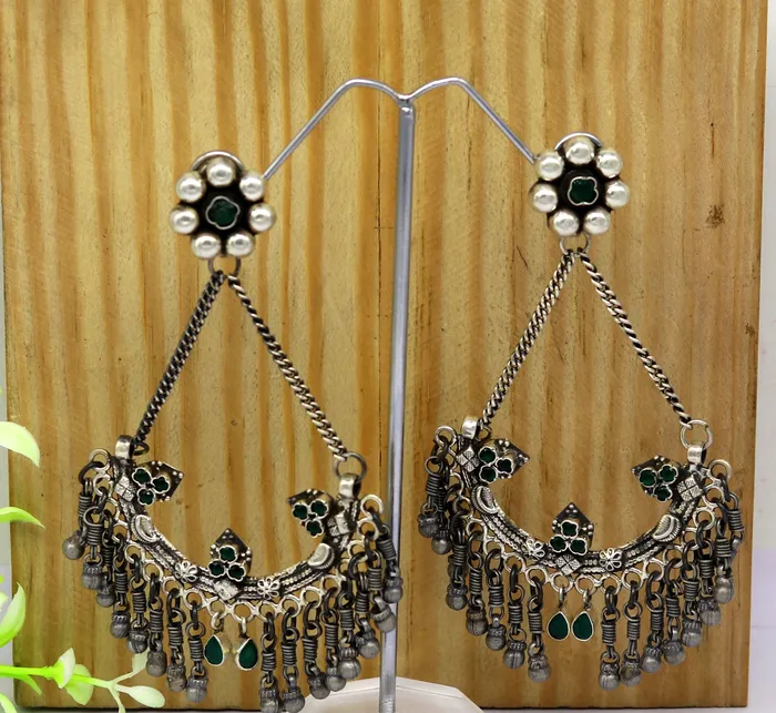 TRIBAL ORNAMENTS Earrings 925 sterling silver handmade gorgeous customized heavy look drop dangle stud earring charm jewelry wedding bridesmaid jewelry s880