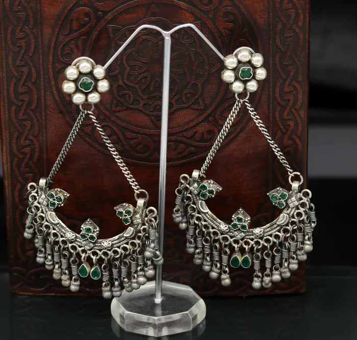 TRIBAL ORNAMENTS Earrings 925 sterling silver handmade gorgeous customized heavy look drop dangle stud earring charm jewelry wedding bridesmaid jewelry s880