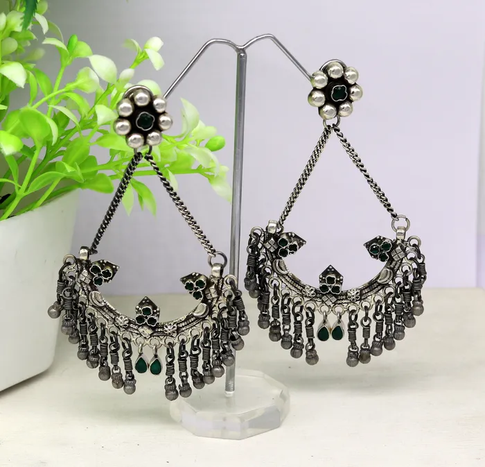 TRIBAL ORNAMENTS Earrings 925 sterling silver handmade gorgeous customized heavy look drop dangle stud earring charm jewelry wedding bridesmaid jewelry s880