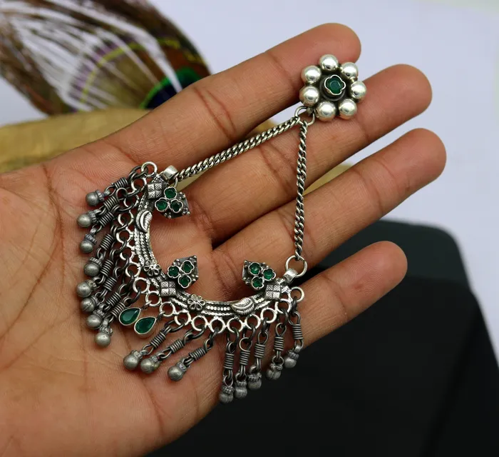 TRIBAL ORNAMENTS Earrings 925 sterling silver handmade gorgeous customized heavy look drop dangle stud earring charm jewelry wedding bridesmaid jewelry s880