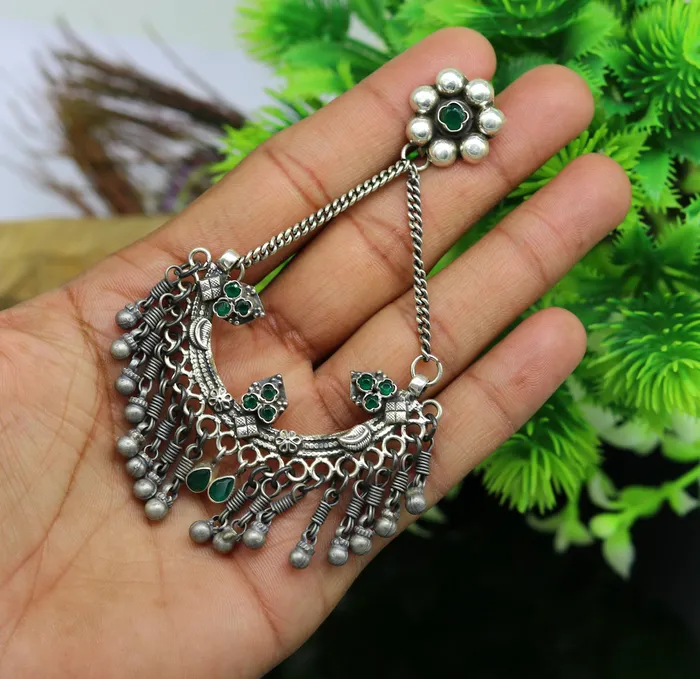 TRIBAL ORNAMENTS Earrings 925 sterling silver handmade gorgeous customized heavy look drop dangle stud earring charm jewelry wedding bridesmaid jewelry s880