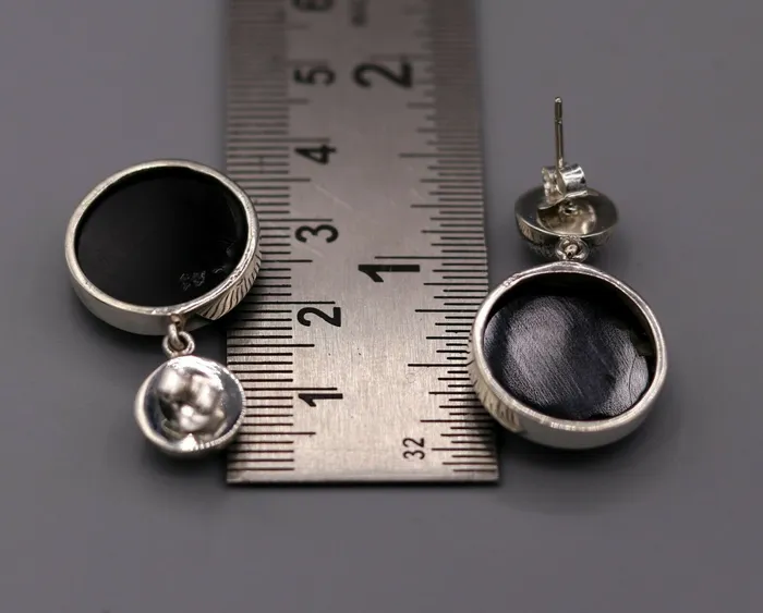 TRIBAL ORNAMENTS Earrings Bollywood style 925 silver handmade black onyx stone hoops earring dangle s152