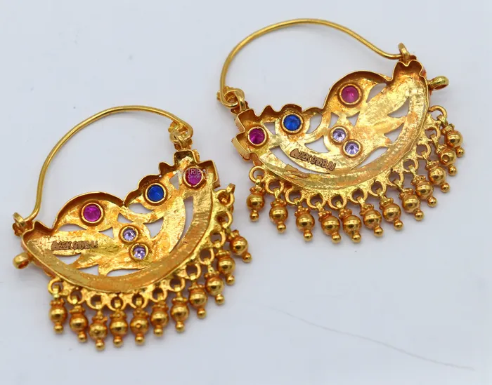 TRIBAL ORNAMENTS Earrings Indian traditional cultural design 22Kt yellow gold handmade amazing antique style girls womens earrings charms hoops jewelry er183 TRIBAL ORNAMENTS Earrings Indian traditional cultural design 22Kt yellow gold handmade amazing antique style girls womens earrings charms hoops jewelry er183