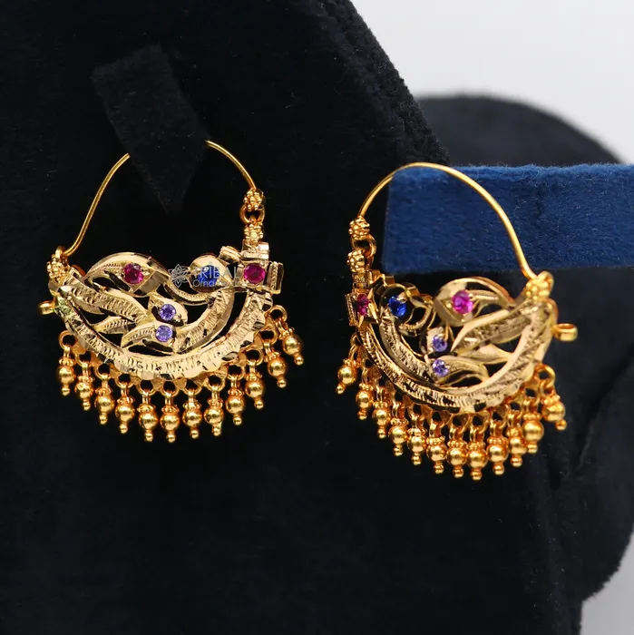 TRIBAL ORNAMENTS Earrings Indian traditional cultural design 22Kt yellow gold handmade amazing antique style girls womens earrings charms hoops jewelry er183 TRIBAL ORNAMENTS Earrings Indian traditional cultural design 22Kt yellow gold handmade amazing antique style girls womens earrings charms hoops jewelry er183