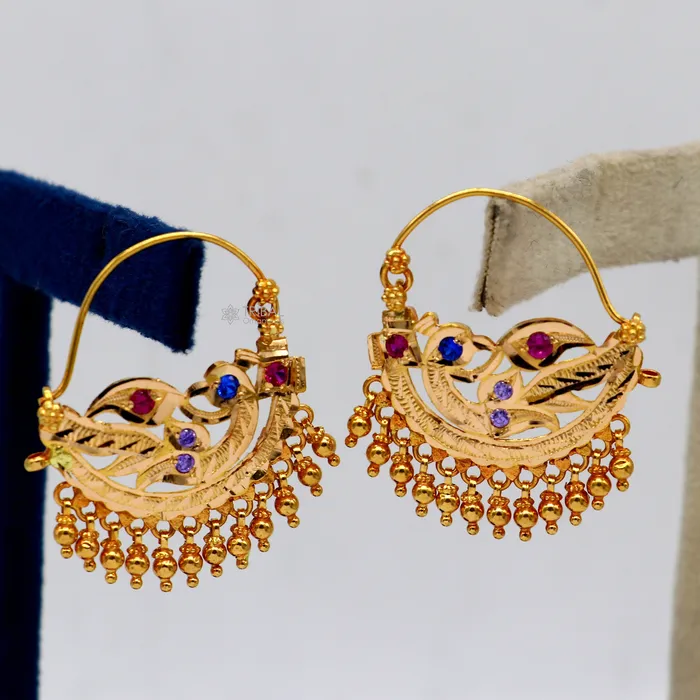 TRIBAL ORNAMENTS Earrings Indian traditional cultural design 22Kt yellow gold handmade amazing antique style girls womens earrings charms hoops jewelry er183 TRIBAL ORNAMENTS Earrings Indian traditional cultural design 22Kt yellow gold handmade amazing antique style girls womens earrings charms hoops jewelry er183
