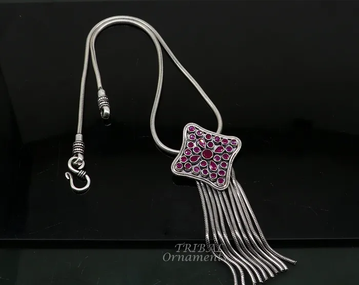 TRIBAL ORNAMENTS Necklaces 925 sterling silver handmade fabulous cut stone pendant with gorgeous hanging chains best belly dance ethnic jewelry nsp526 TRIBAL ORNAMENTS Necklaces 925 sterling silver handmade fabulous cut stone pendant with gorgeous hanging chains best belly dance ethnic jewelry nsp526