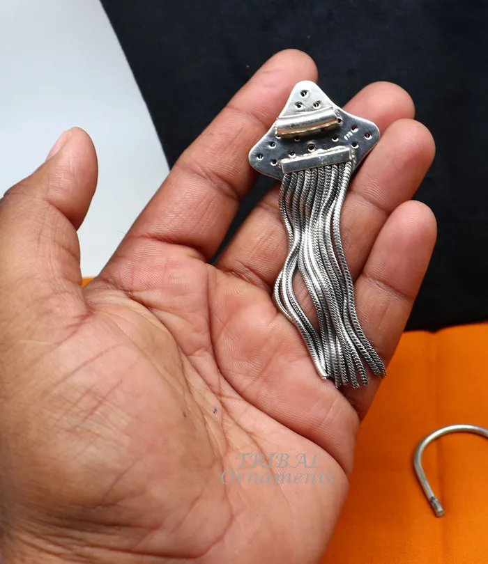 TRIBAL ORNAMENTS Necklaces 925 sterling silver handmade fabulous cut stone pendant with gorgeous hanging chains best belly dance ethnic jewelry nsp526