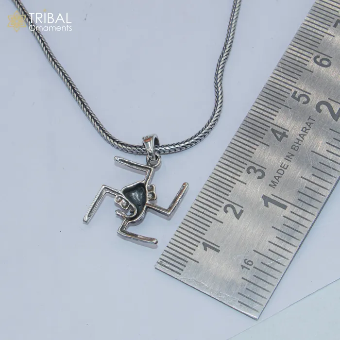 TRIBAL ORNAMENTS Necklaces 925 sterling silver handmade Swastik and ganesha Silver Pendant with chain tribal jewellery nsp1046 TRIBAL ORNAMENTS Necklaces 925 sterling silver handmade Swastik and ganesha Silver Pendant with chain tribal jewellery nsp1046