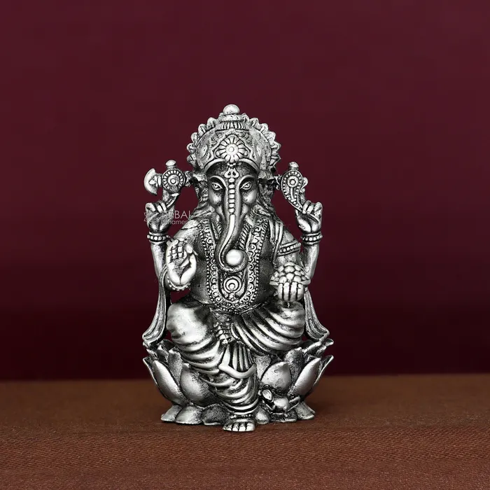 TRIBAL ORNAMENTS Necklaces 925 Sterling silver Lord Ganesh Idol Pooja Articles Silver Idols Figurine handcrafted Ganesha statue sculpture Diwali puja gift art670 TRIBAL ORNAMENTS Necklaces 925 Sterling silver Lord Ganesh Idol Pooja Articles Silver Idols Figurine handcrafted Ganesha statue sculpture Diwali puja gift art670