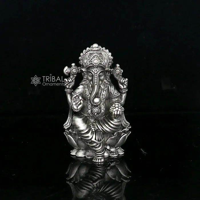 TRIBAL ORNAMENTS Necklaces 925 Sterling silver Lord Ganesh Idol Pooja Articles Silver Idols Figurine handcrafted Ganesha statue sculpture Diwali puja gift art670 TRIBAL ORNAMENTS Necklaces 925 Sterling silver Lord Ganesh Idol Pooja Articles Silver Idols Figurine handcrafted Ganesha statue sculpture Diwali puja gift art670