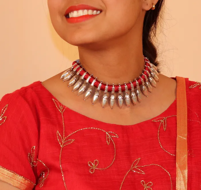 TRIBAL ORNAMENTS Necklaces 925 sterling silver pretty design handmade charm necklace choker adjustable belly dance wedding party tribal customized jewelry set82