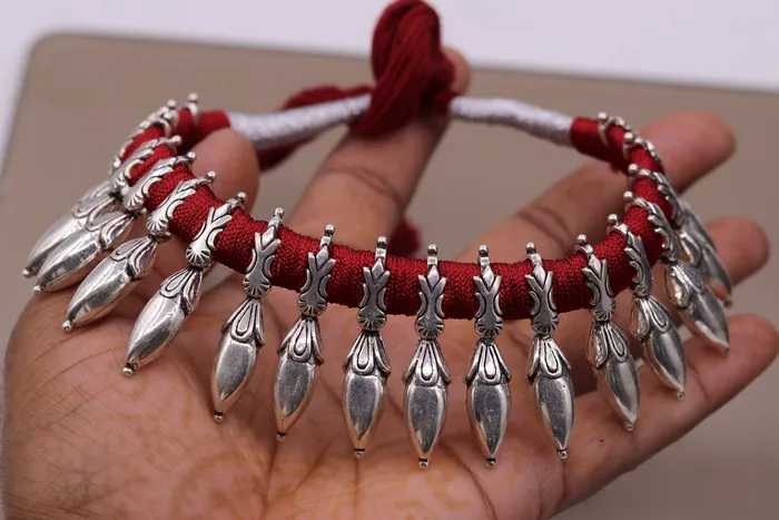 TRIBAL ORNAMENTS Necklaces 925 sterling silver pretty design handmade charm necklace choker adjustable belly dance wedding party tribal customized jewelry set82
