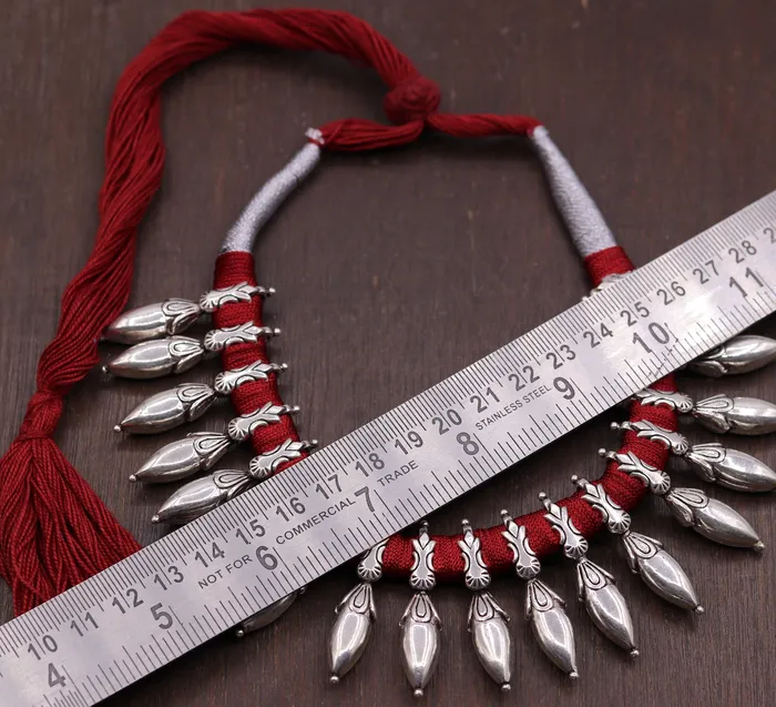 TRIBAL ORNAMENTS Necklaces 925 sterling silver pretty design handmade charm necklace choker adjustable belly dance wedding party tribal customized jewelry set82