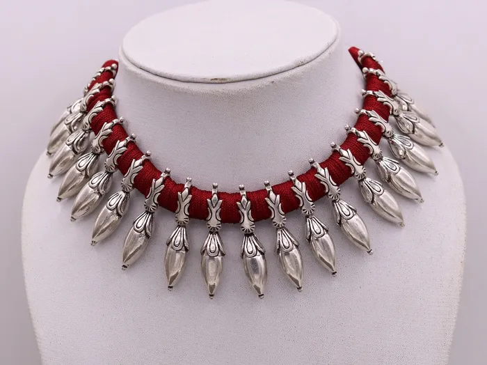 TRIBAL ORNAMENTS Necklaces 925 sterling silver pretty design handmade charm necklace choker adjustable belly dance wedding party tribal customized jewelry set82